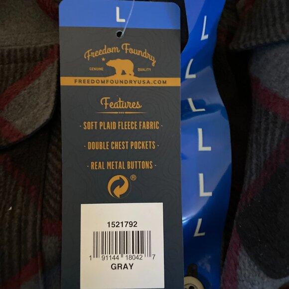 NEW Freedom Foundry Men's Lightweight Plush Plaid Fleece Shirt L NWT - Picture 3 of 8